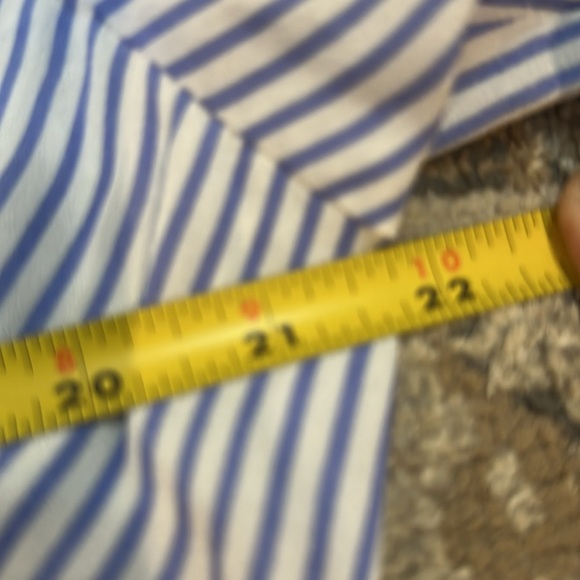 DN Design Women’s Blue & White striped chambray ruffled front dress. Sz 16W - Picture 9 of 9